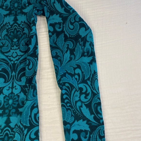 Talbots Green Teal Paisley Merino Wool Long Sleeve Open Cardigan Sweater Small - Picture 2 of 12